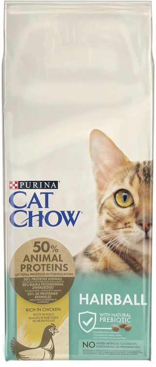 Сухий корм для дорослих котів Purina Cat Chow Hairball проти утворення волосяних кульок, з куркою 15 кг