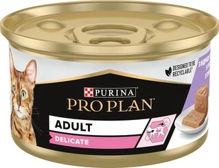 Упаковка вологого корму для дорослих котів з чутливим травленням Pro Plan Delicate, мус з індички 24 шт. х 85 г