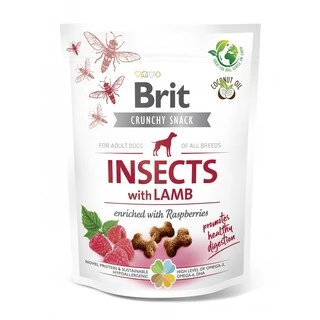 Ласощі для собак Brit Care Dog Crunchy Cracker Insects для травлення, комахи, ягня і малина, 200г