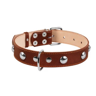 Нашийник "CoLLaR" подвійний з прикрасами (ширина 35мм, довжина 48-63см), коричневий