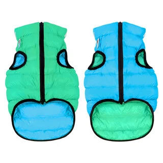 Курточка для собак AiryVest Lumi двостороння, що світиться, розмір М 40, салатово-блакитна