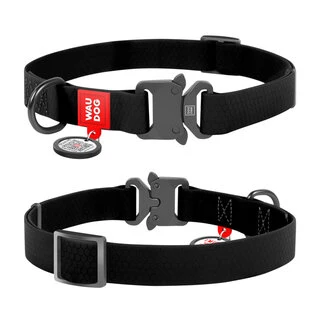 Ошейник для собак водостойкий WAUDOG Waterproof c QR-паспортом, металлическая пряжка-фастекс, Ш 25 мм, Дл 31-49 см, черный