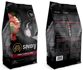 Сухой корм для собак малых пород Savory со свежим мясом индейки и ягнятиной 1 кг