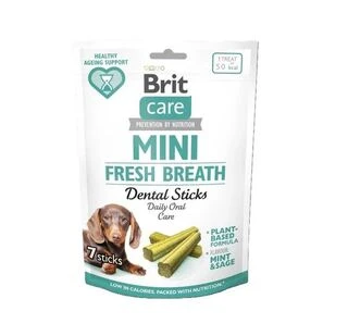 Лакомство для собак малых пород Brit Care Mini Treats Fresh Breath 120г 7шт, для свежего дыхания и здоровья зубов