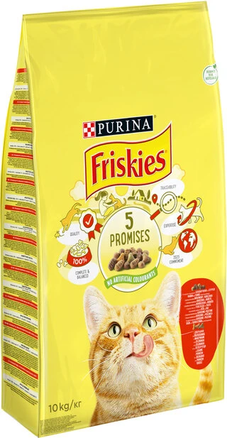 Сухий корм для дорослих котів Purina Friskies з яловичиною, куркою та овочами 10 кг