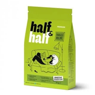 Корм сухий HalfHalf для котів із чутливим травленям з індичкою 2 кг