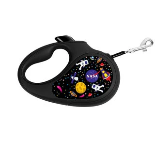 Поводок-рулетка для собак WAUDOG R-leash, рисунок &quot;NASA&quot;, XS, до 12 кг, 3 м, светоотражающая лента, черный