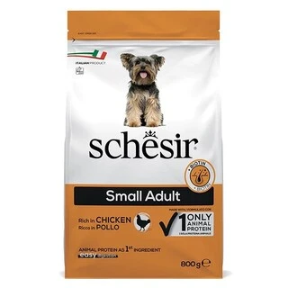 Сухой монопротеиновый корм для взрослых собак малых пород Шезир Schesir Dog Small Adult Chicken с курицей 0,8кг