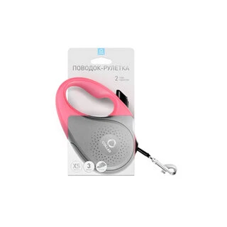 Поводок-рулетка&nbsp;CoLLaR для собак, размер XS, 12 кг, 3 м, лента, розовый
