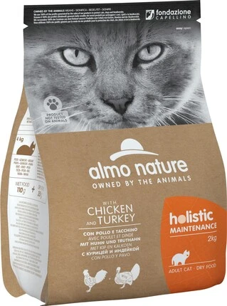 Сухий корм Almo Nature Holistic Cat для дорослих котів з куркою та індичкою 2 кг