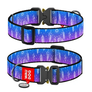 Нашийник для собак нейлоновий WAUDOG Nylon з QR паспортом, малюнок "Ловець снів", металевий пряжка-фастекс, XXL, Ш 35 мм, Дл 43-70 см