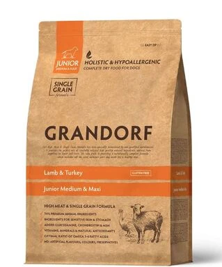 Сухой корм для юниоров собак средних и крупных пород Grandorf LAMB &amp;amp; TURKEY JUNIOR ягненок с индейкой, 1 кг