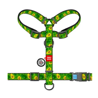 Анатомічний H-подібний нашийник для собак WAUDOG Nylon з QR-паспортом, малюнок "Авокадо", пластиковий фастекс, М, Ш 20 мм, А 40-70, В 50-80