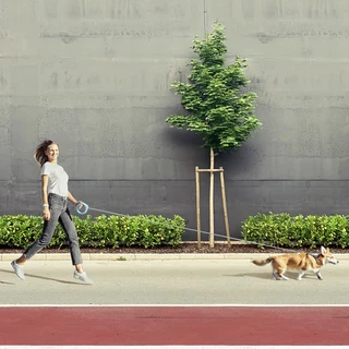 Поводок-рулетка для собак Collar WAUDOG R-leash, круглая, XS-M, до 40 кг, 2,9 м, светоотражающая лента, голубая