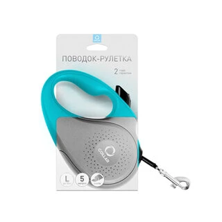 Поводок-рулетка&nbsp;CoLLaR для собак, размер L, 50 кг, 5 м, лента., голубой