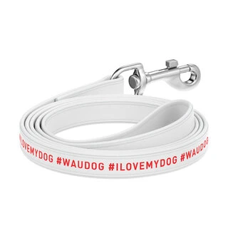 Повідок для собак шкіряний WAUDOG Design, малюнок &quot;я люблю свою собаку&quot;, Ш 25 мм, Дл 122 см, білий