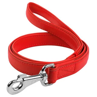 Поводок для собак кожаный WAUDOG Glamour, Ш 25 мм, Дл 122 см, красный