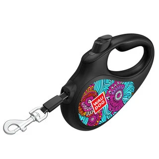 Поводок-рулетка для собак WAUDOG R-leash, малий, до 15 кг, 5 м, светоотражаюча стрічка, чорний