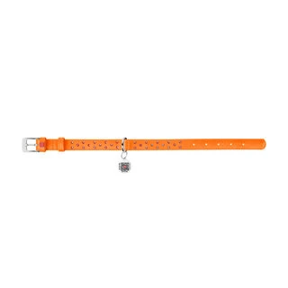 Ошейник для собак кожаный WAUDOG Glamour с QR паспортом, с клеевыми стразами, Ш 25 мм, Дл 38-49 см, оранжевый