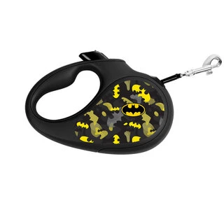 Поводок-рулетка для собак WAUDOG R-leash, малюнок &quot;Бетмен Узір&quot;, L, до 50 кг, 5 м, світловідбиваюча стрічка, чорний