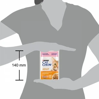 Упаковка вологого корму для дорослих котів Purina Cat Chow Adult з лососем та зеленою квасолею 85 г x 26 шт