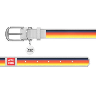 Нашийник WAUDOG Design з малюнком "Лінії", преміум шкіра, металевий пряжка (ширина 35 мм, довжина 46-60 см), білий