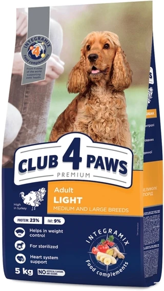 Сухой корм для взрослых собак средних и крупных пород Club 4 Paws Премиум Контроль веса с высоким содержанием индейки 5 кг