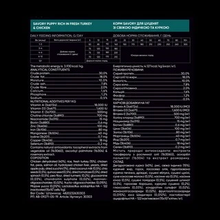 Сухий корм для цуценят Savory зі свіжим м'ясом індички та курки 12 кг