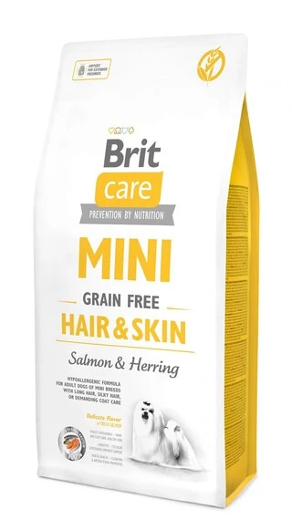 Сухой корм для взрослых собак миниатюрных пород Brit Care Mini Grain Free Hair &amp;amp; Skin 7 кг
