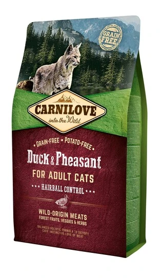Сухий корм для дорослих котів Carnilove Cat Duck &amp; Pheasant Hairball Control для виведення волосяних клубків 6 кг (8595602512331)