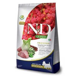 Фармина сухой корм для собак N&amp;amp;D QUINOA DOG DIGESTION, LAMB &amp;amp; FENNEL ADULT MINI диетическое питание с ягненком и киноа, 2,5 кг