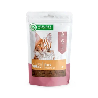 Лакомство для кошек, полоски из утиной грудки, Nature's Protection, Snacks For Cats, Duck Breast Strips 75г