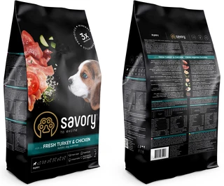 Сухий корм для цуценят Savory зі свіжим м'ясом індички та курки 3 кг