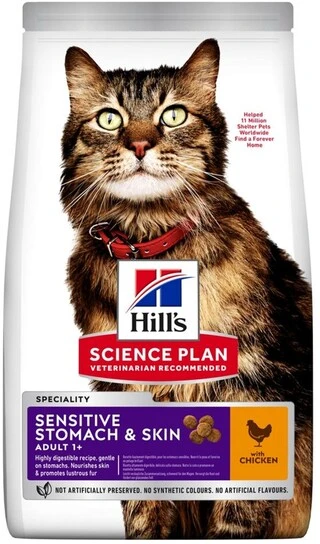 Сухий корм для котів з чутливим травленням та шкірою Hill's Science Plan Adult Sensitive Stomach&amp;amp;Skin з куркою 1.5 кг