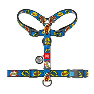 Анатомічний H-подібний нашийник для собак WAUDOG Nylon з QR-паспортом, малюнок "ВАУ", пластиковий фастекс, L, Ш 25 мм, А 50-90, В 60-100