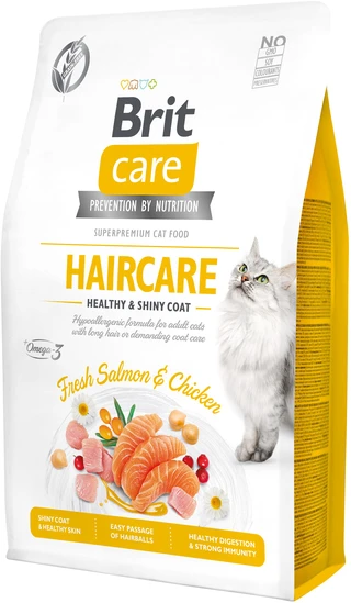 Сухой корм для кошек требующих ухода за кожей и шерстью Brit Care Cat с лососем и курицей 2 кг