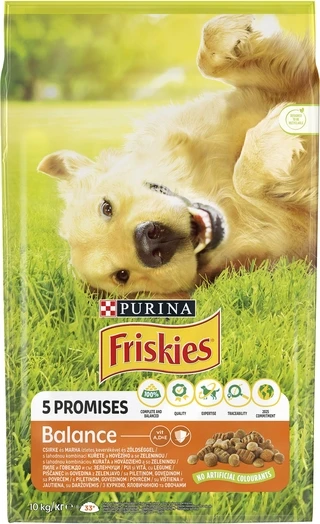 Сухой полнорационный корм для взрослых собак Purina Friskies с курицей и овощами 10 кг