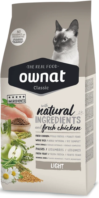 Сухий корм для дорослих котів, схильних до набору ваги Ownat Classic Light (Cat) 1,5 кг