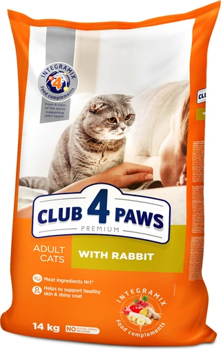 Сухий корм для дорослих котів Club 4 Paws (Клуб 4 Лапи) Преміум. З Кроликом 14 кг (4820083909153)(B4630301)