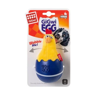 Игрушка для собак Цыпленок-неваляшка с пищалкой GiGwi Basic, текстиль, резина, 14 см