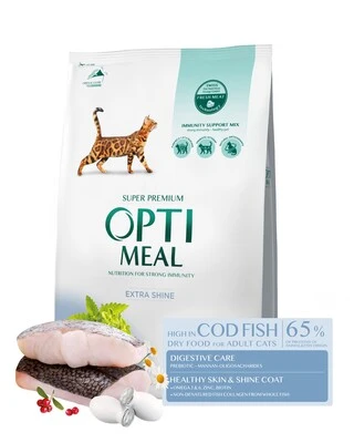 Сухий корм для дорослих котів Optimeal з смаком тріски 4 кг