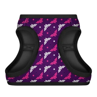 М'яка шлея для собак WAUDOG Clothes з QR паспортом, малюнок "Чудо-жінка фіолет", XS4, В 36-39 см, С 26-28 см