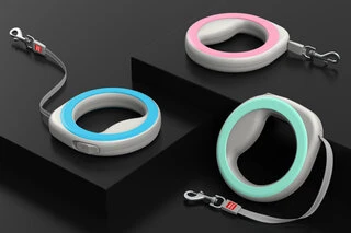 Поводок-рулетка для собак WAUDOG R-leash, круглая, XS-M, до 40 кг, 2,9 м, светоотражающая лента, белый