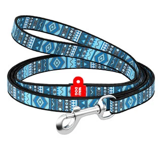Поводок для собак нейлоновий WAUDOG Nylon, малюнок &quot;Етно синій&quot;, Ш 10 мм, Дл 122 см