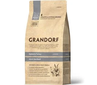 Сухой корм для стерилизованных кошек Grandorf RABBIT &amp;amp; TURKEY STERILISED кролик с индейкой, 8 кг