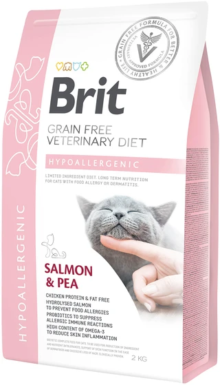 Сухий беззерновий корм Brit Veterinary Diet Hypoallergenic для котів при алергії, лосось і горох 2 кг