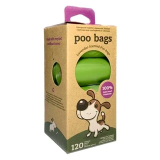 Пакети для прибирання за собаками Poo Bags з ароматом лаванди 120шт (8 рулонів)