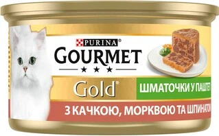 Упаковка влажного корма для кошек Purina Gourmet Gold Кусочки в паштете с уткой, морковью и шпинатом 24 шт по 85 г