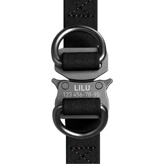 Поводок для собак водостійкий WAUDOG Waterproof з QR-паспортом, металевий фастекс, Ш 25 мм, Дл 60-90 см, чорний