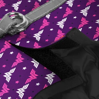 М'яка шлея для собак WAUDOG Clothes з QR паспортом, малюнок "Чудо-жінка фіолет", XS4, В 36-39 см, С 26-28 см
